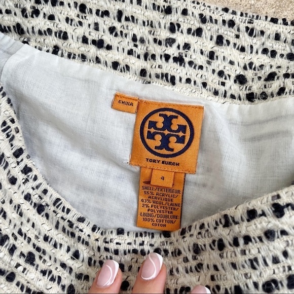 Tory Burch Tweed Pencil Boucle Sweater Slit Pleat Skirt - Picture 5 of 5